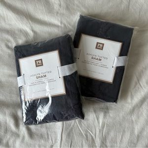 NWT Pottery Barn Teen Set of 2 ‘Ashlyn’ Tufted Dark Gray Euro Sham Covers